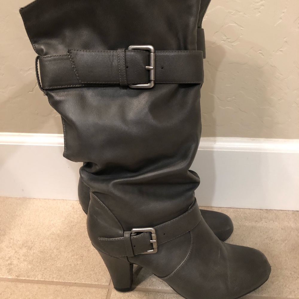 Gray heeled boots - size 8.5